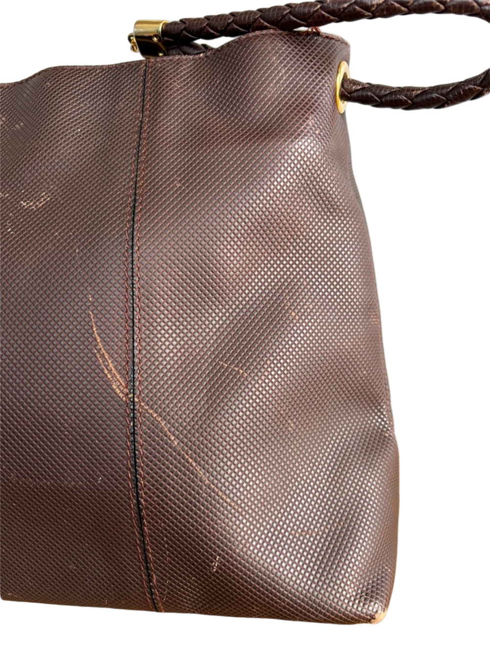 Bottega Veneta Vintage Brown Leather Shoulder Bag Minimalist Woven Detail - Picture 7 of 16